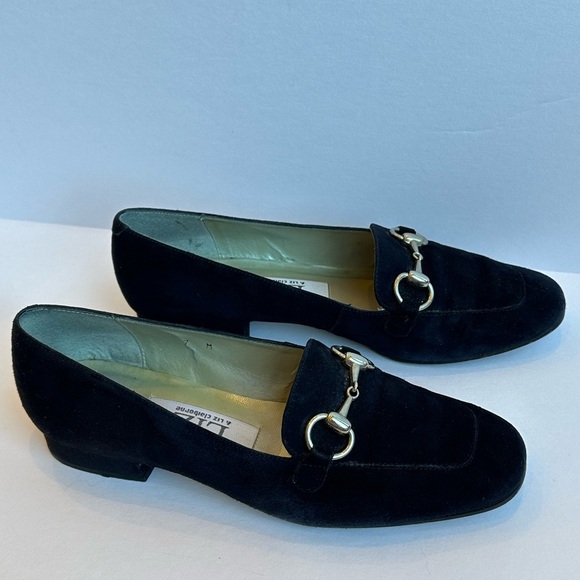 Vintage Liz Claiborne Navy Suede Classic Gold Horsebit Hardware Loafers  Sz 7M - Picture 3 of 9